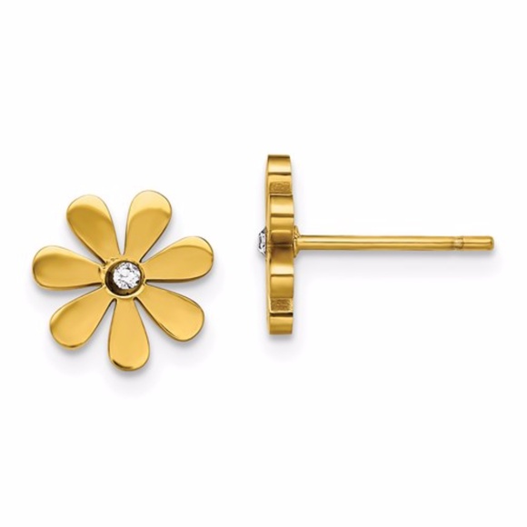 Jewelry - Flower Post Earrings With Crystal